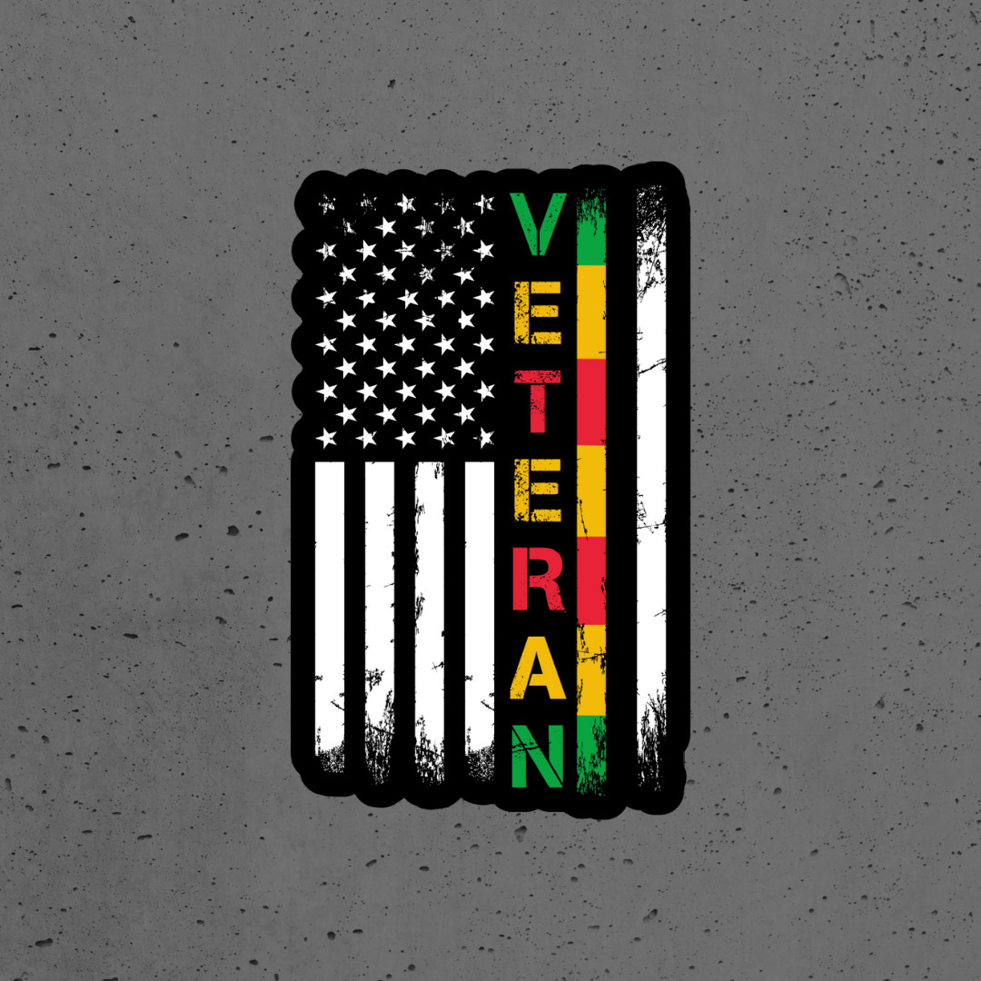 Vietnam Veteran sticker vinyl decal red yellow green American flag window