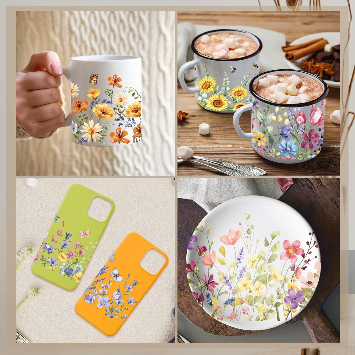 8 Sheets Flower UV DTF Cup Wraps for 16oz Glass Cups Waterproof Transfers