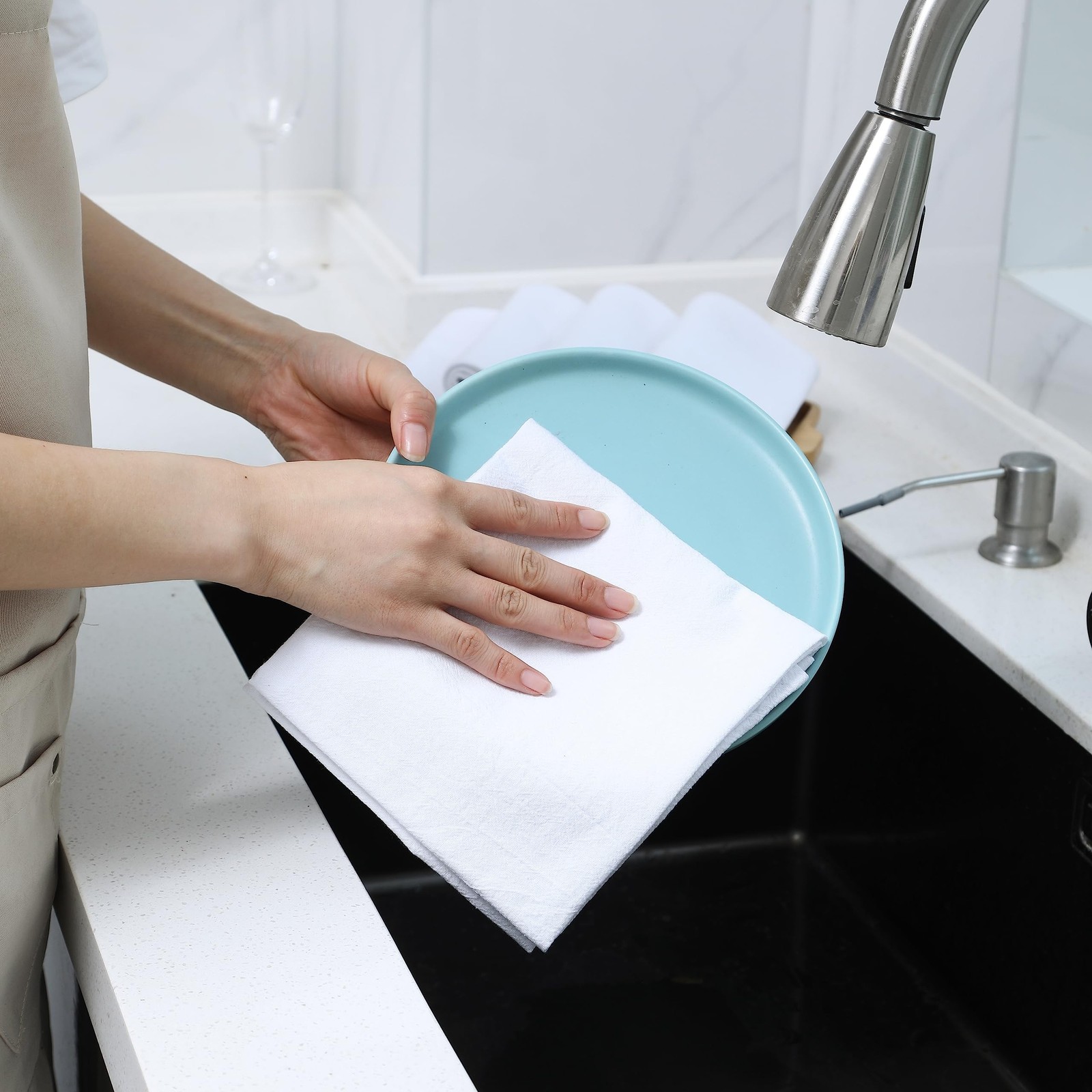 100% Cotton Flour Sack Dishcloths, Pack of 6, Highly Absorbent Kitchen Towels…