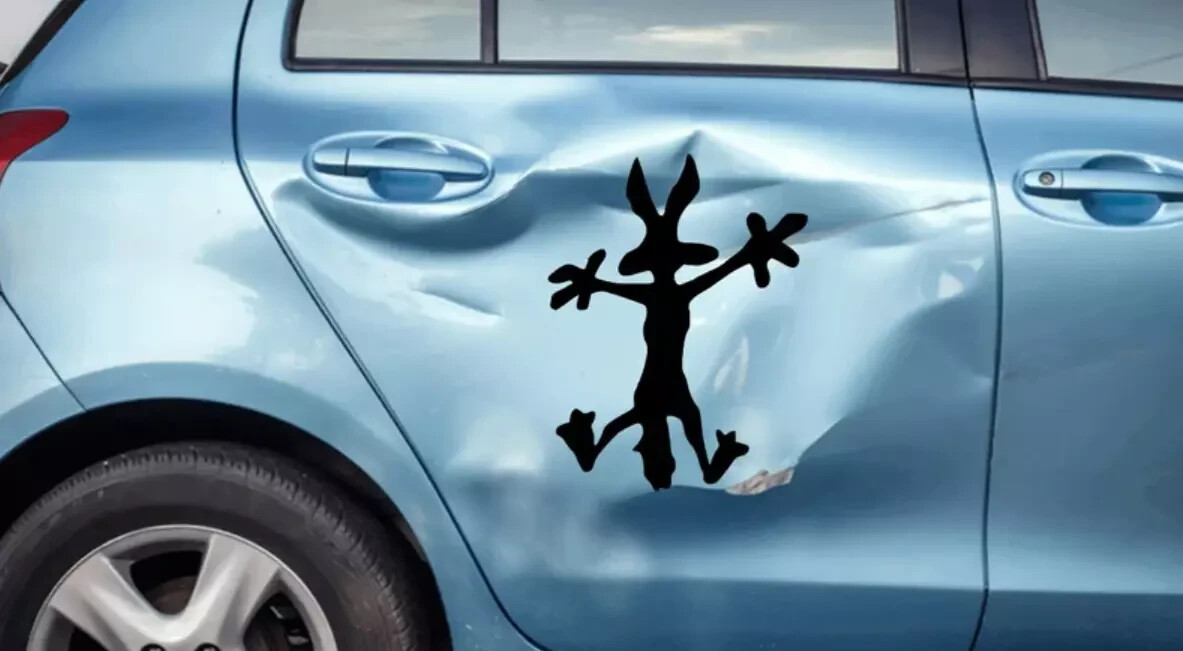 XL (extra large) Wile E Coyote Hitting Wall Splat Wiley Vinyl Decal Sticker