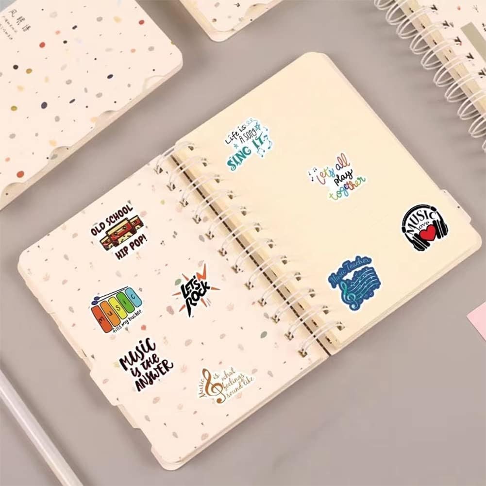 Variety Pack of 50 Waterproof Music Vinyl Stickers for Laptops, Cars & More