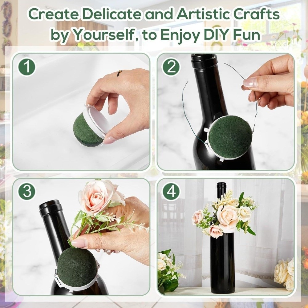 4PCS Wrist Corsage Foam Base Flower Plant Sponge Base Wine Bottle Decor