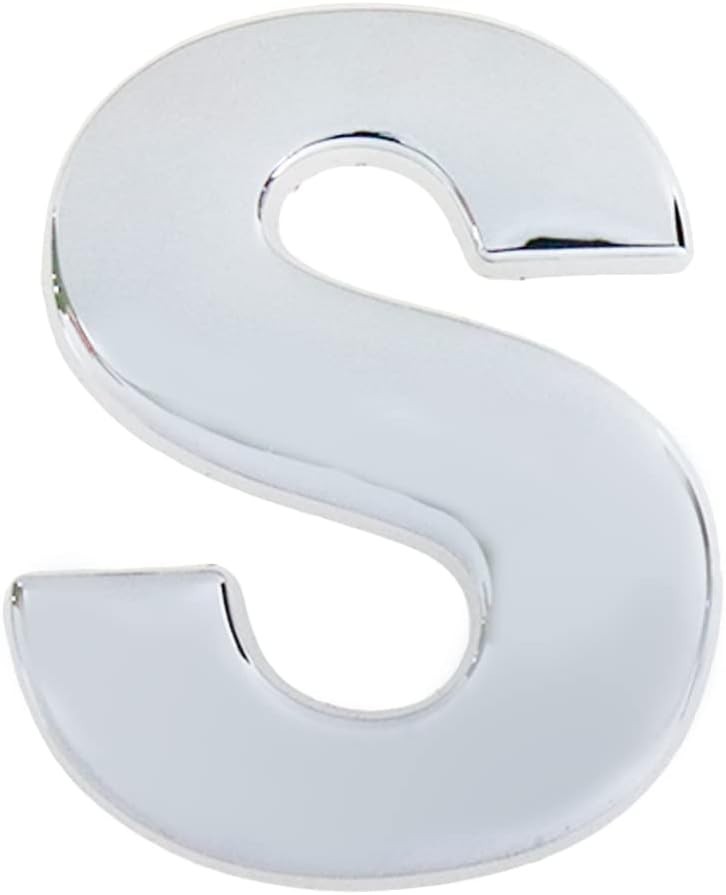 3D Chrome Car Emblem Letter S – Easy Install Zinc Alloy Badge for Customization