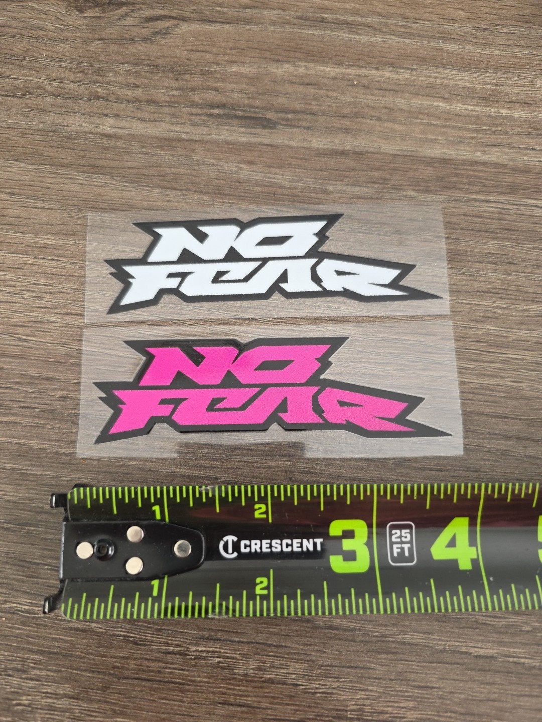 2X NO FEAR Wht/Blk And Pnk/Blk Outlined Raised UV DTF Decal STICKER 4in