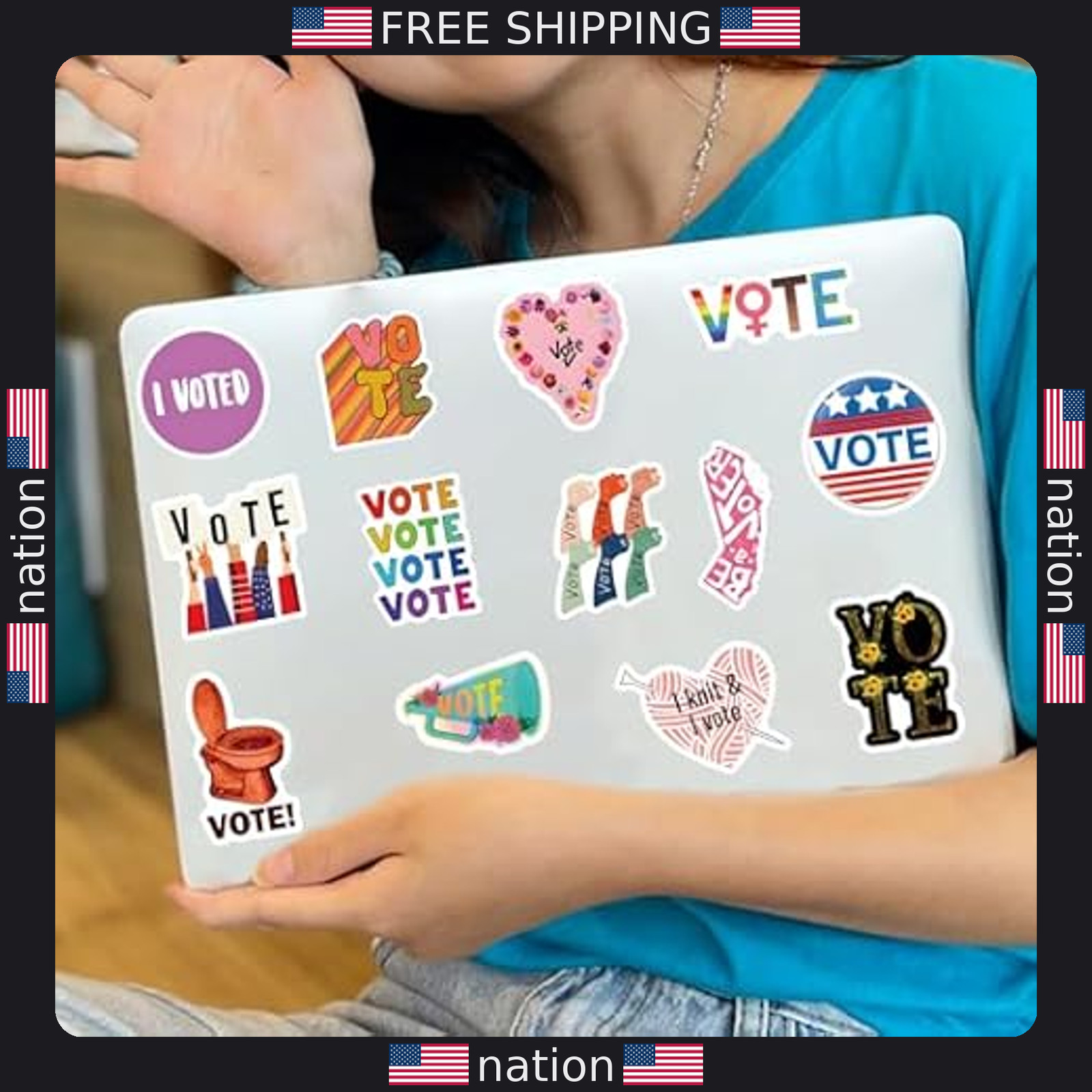 67pcs Colorful Election Vote Stickers, Waterproof Vinyl Decals for Campaigns