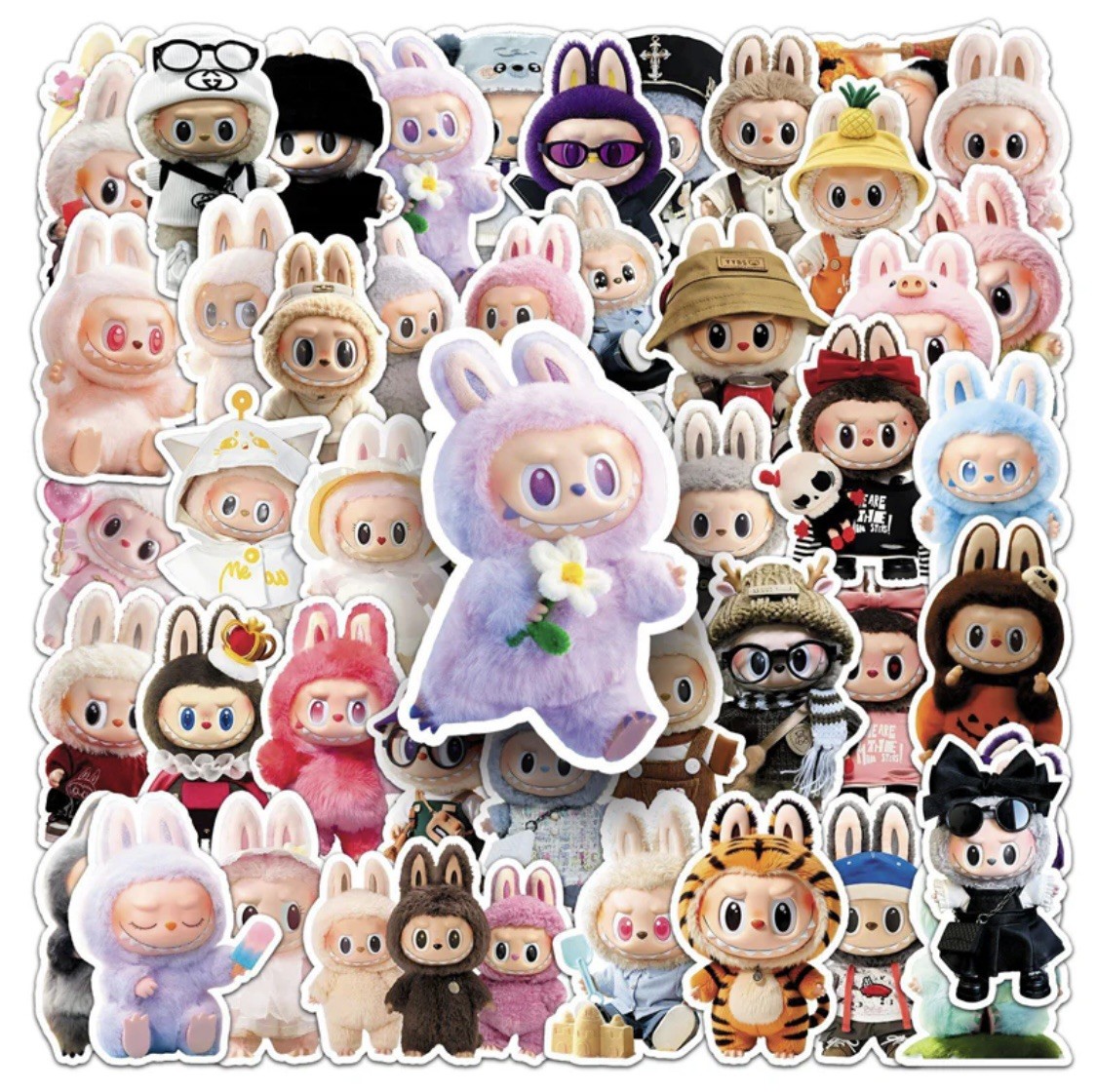 50pc LABUB Vinyl Stickers Cute Monsters Waterproof Vinyl Decals