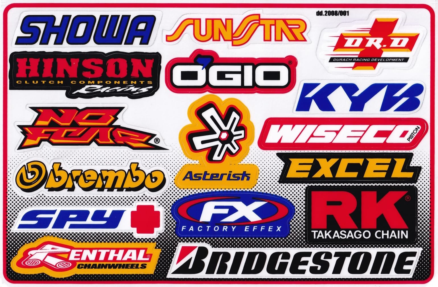 Set 6 Multicolor Racing Stickers Car Metal Plastic Glass Vinyl Waterproof