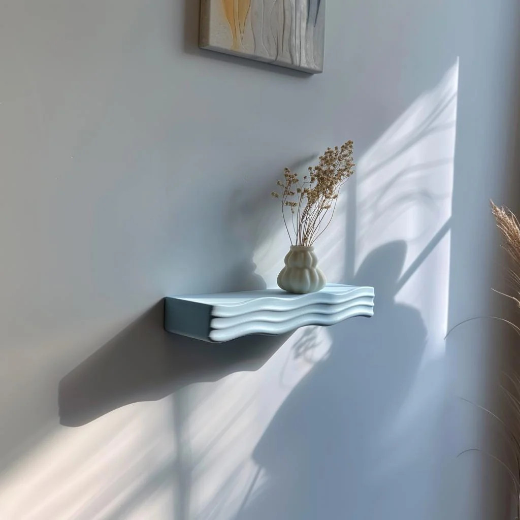 3D Printed Wavy Wall Shelf | Modern Floating Shelf with Organic Curves |