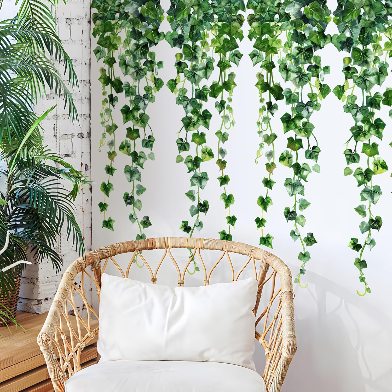 Green Plants Leaves Wall Decals Hanging Vine Wall Stickers Fresh Green Leaf Wall