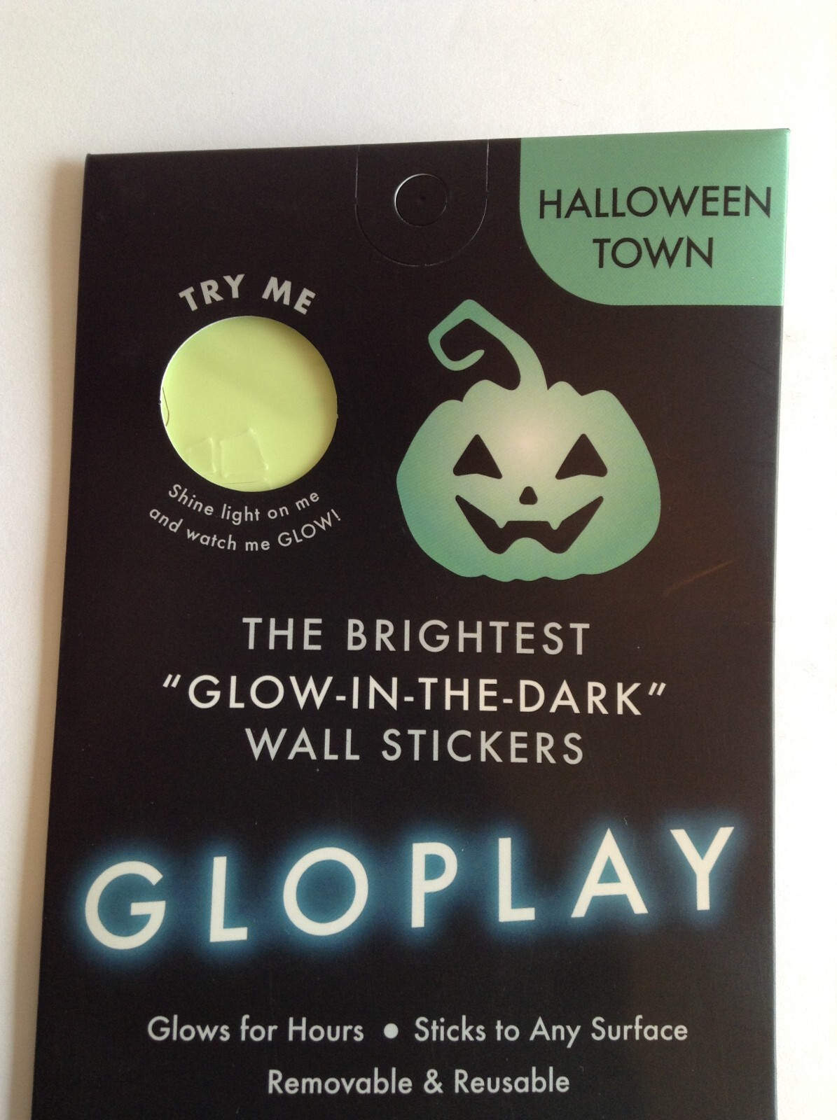 GLOPLAY Glow-In-The-Dark Halloween Town Stickers 40 Assorted Reusable Removable