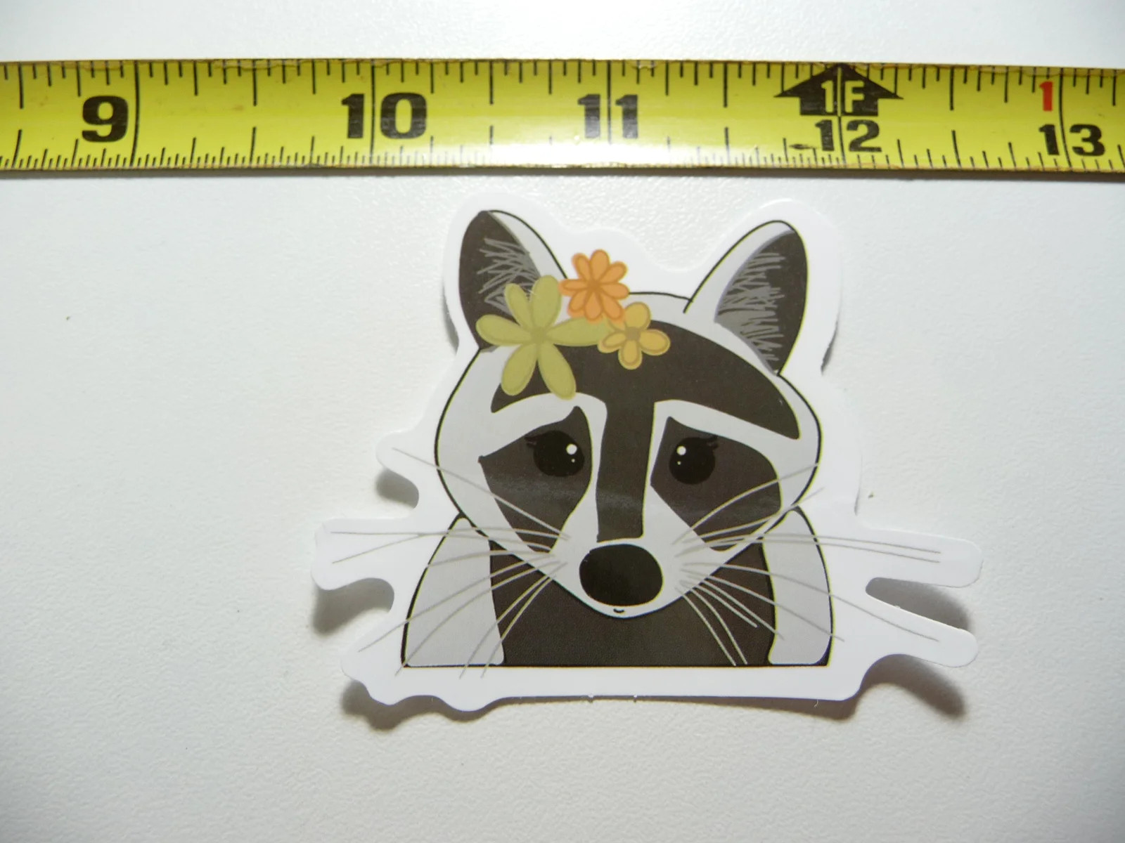 RACCOON FLOWERS HEAD SMALL STICKER DECAL WILD ANIMAL PET BANDIT MASKED