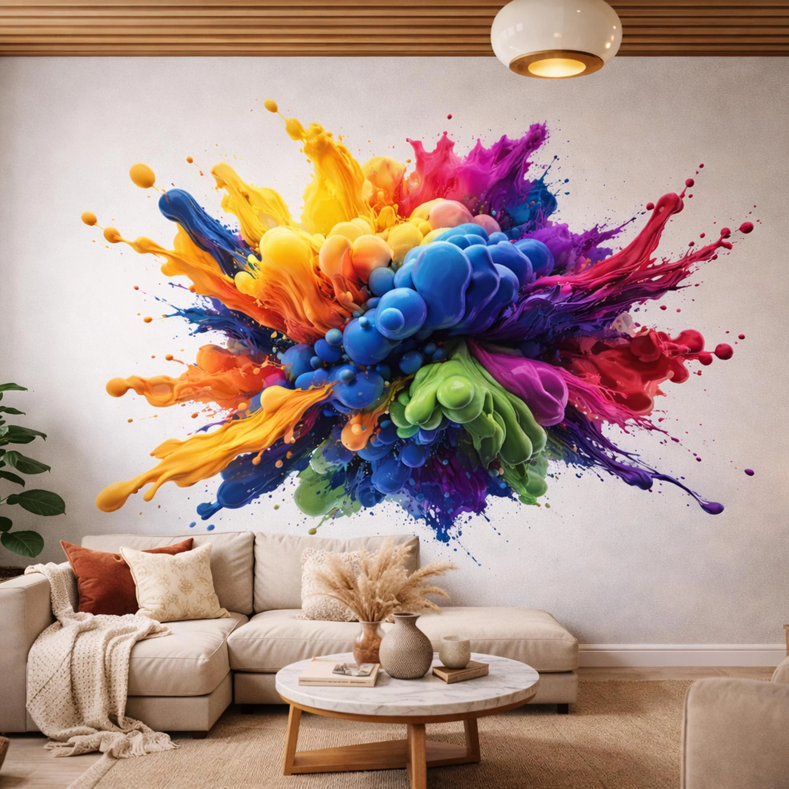 3D Paint Explosion Decal | Rainbow Splash Wall Art