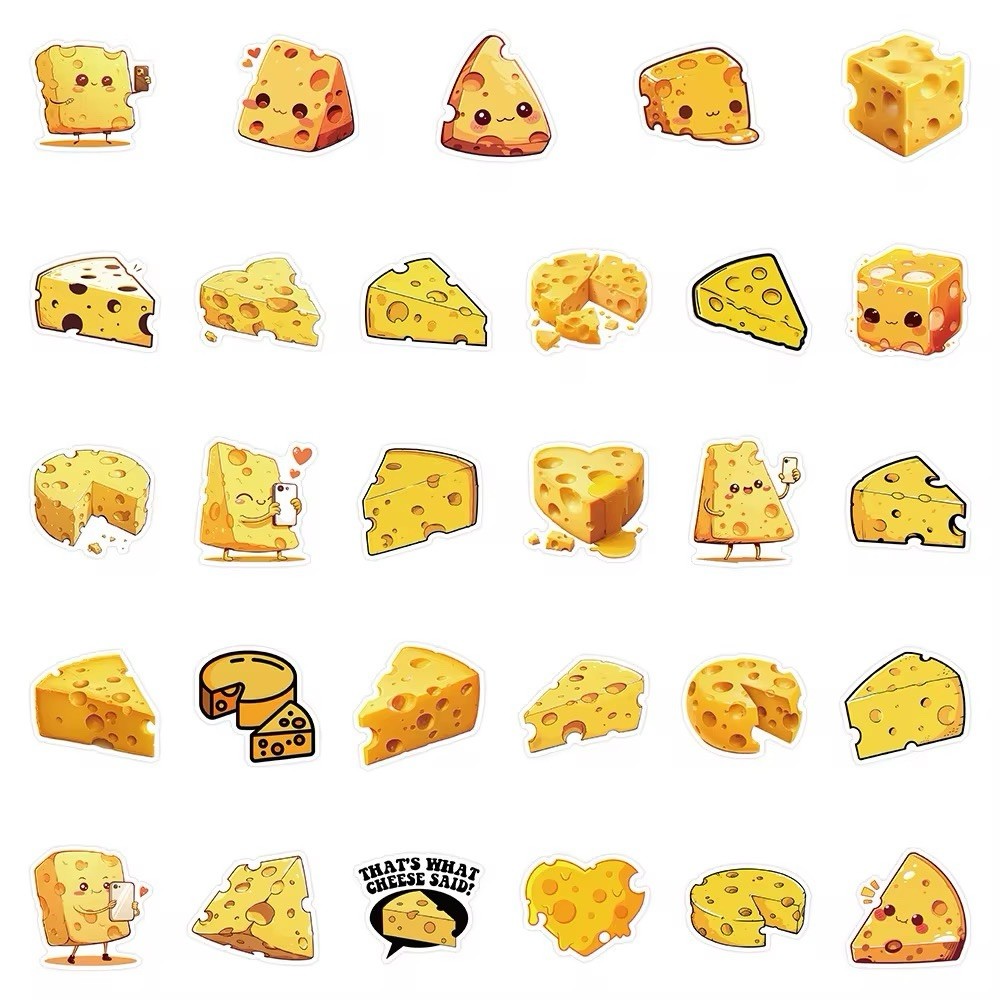 54 Pack Cartoon Cheese Sticker Sheets Food Decal Laptop Hydro Yeti Free Shipping