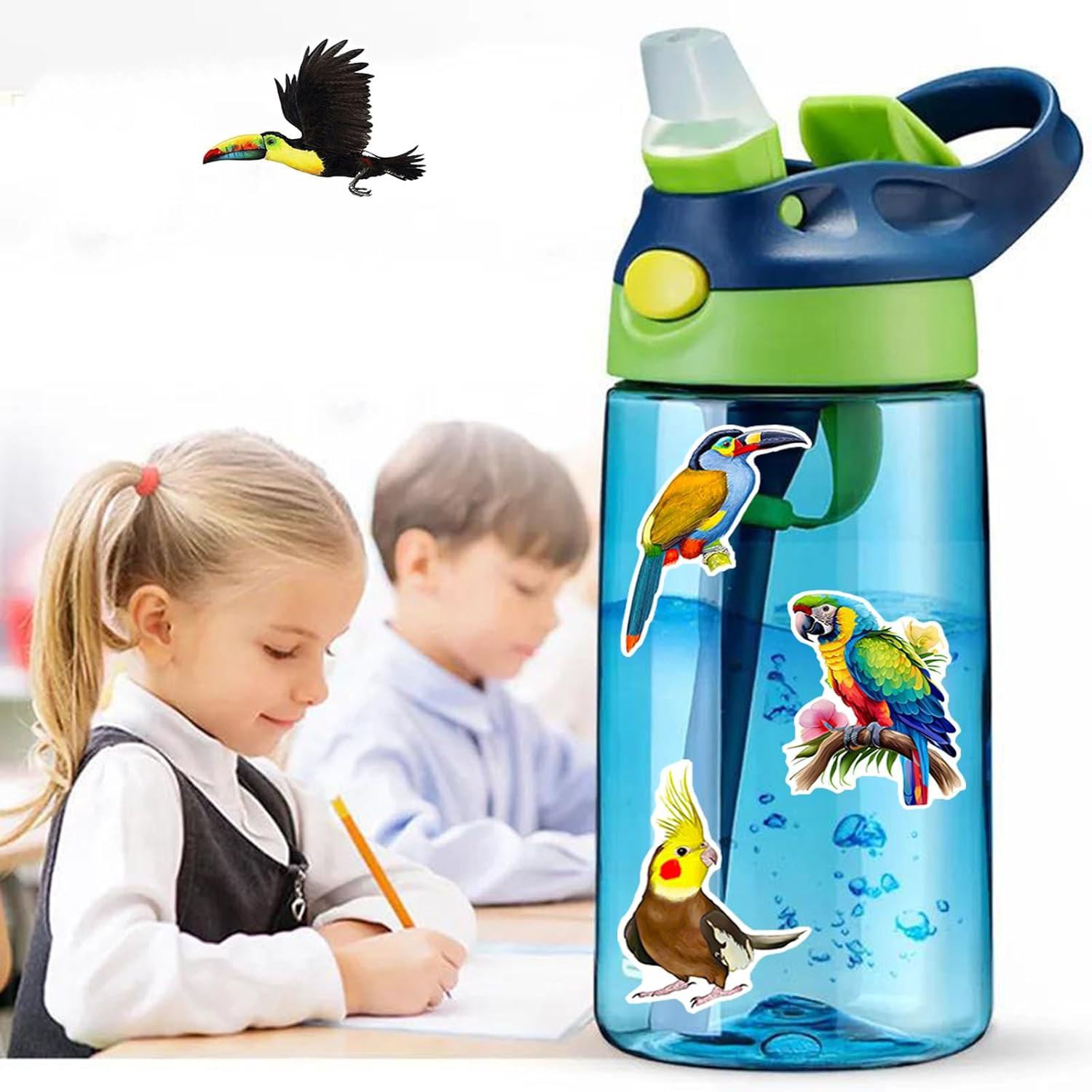 100 Pcs Birds Stickers Cute Bird Animals Stickers, Vinyl Waterproof Birds Sticke