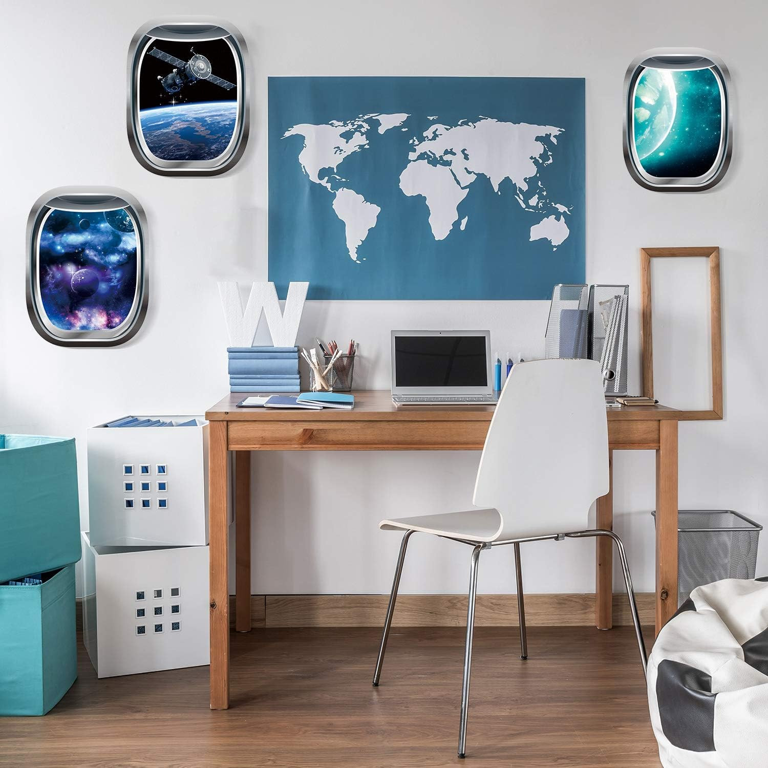 6 Pieces 3D Space Wall Decals Galaxy Window Stickers for Wall Outer Space Decor