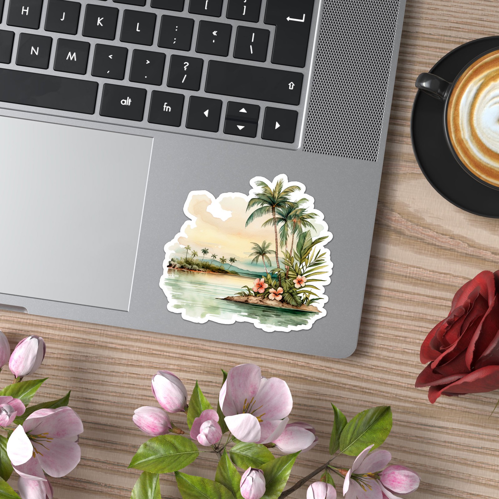 Tropical Palms Hibiscus – Vinyl Decal Sticker – Car Window Laptop – ebn9490