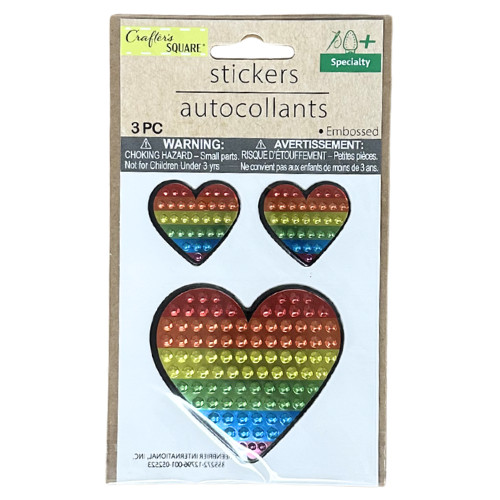 Crafter's Square Jumbo Rainbow Heart Stickers, Gemstone Rainbow