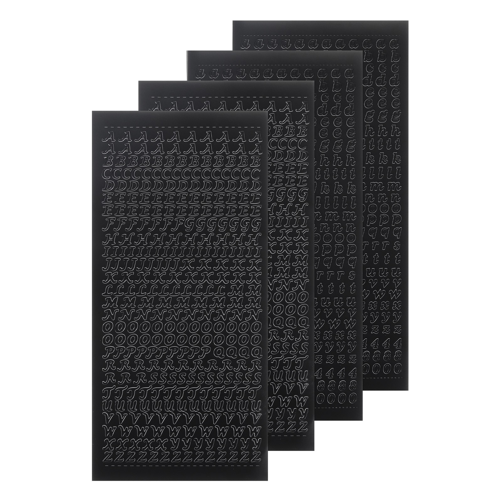 4 Sheets Alphabet Letter Sticker Black Upper Lower a to Z Self Adhesive
