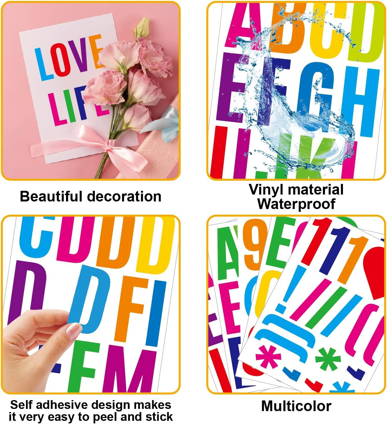 24 Sheets 2 Inch Self Adhesive Letters Stick on Vinyl Letters Capital Letter Sti