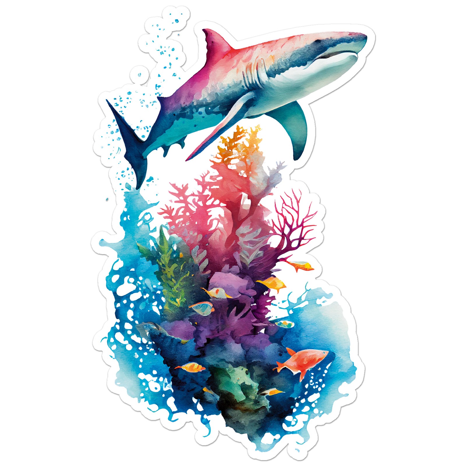 Shark Coral Reef – Vinyl Decal Sticker – Car Window Laptop – ebn11357