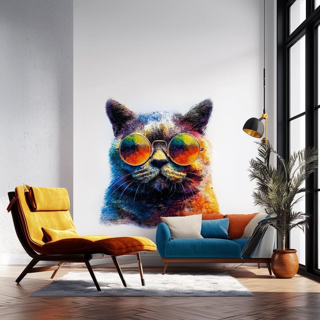 Cool Cat Wall Decal | Cat with Sunglasses Sticker
