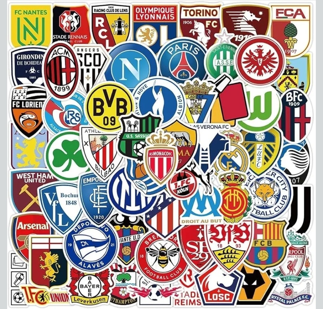 105pc SOCCER CLUB TEAM LOGO Stickers 2" Vinyl Waterproof Decals World Cup Games