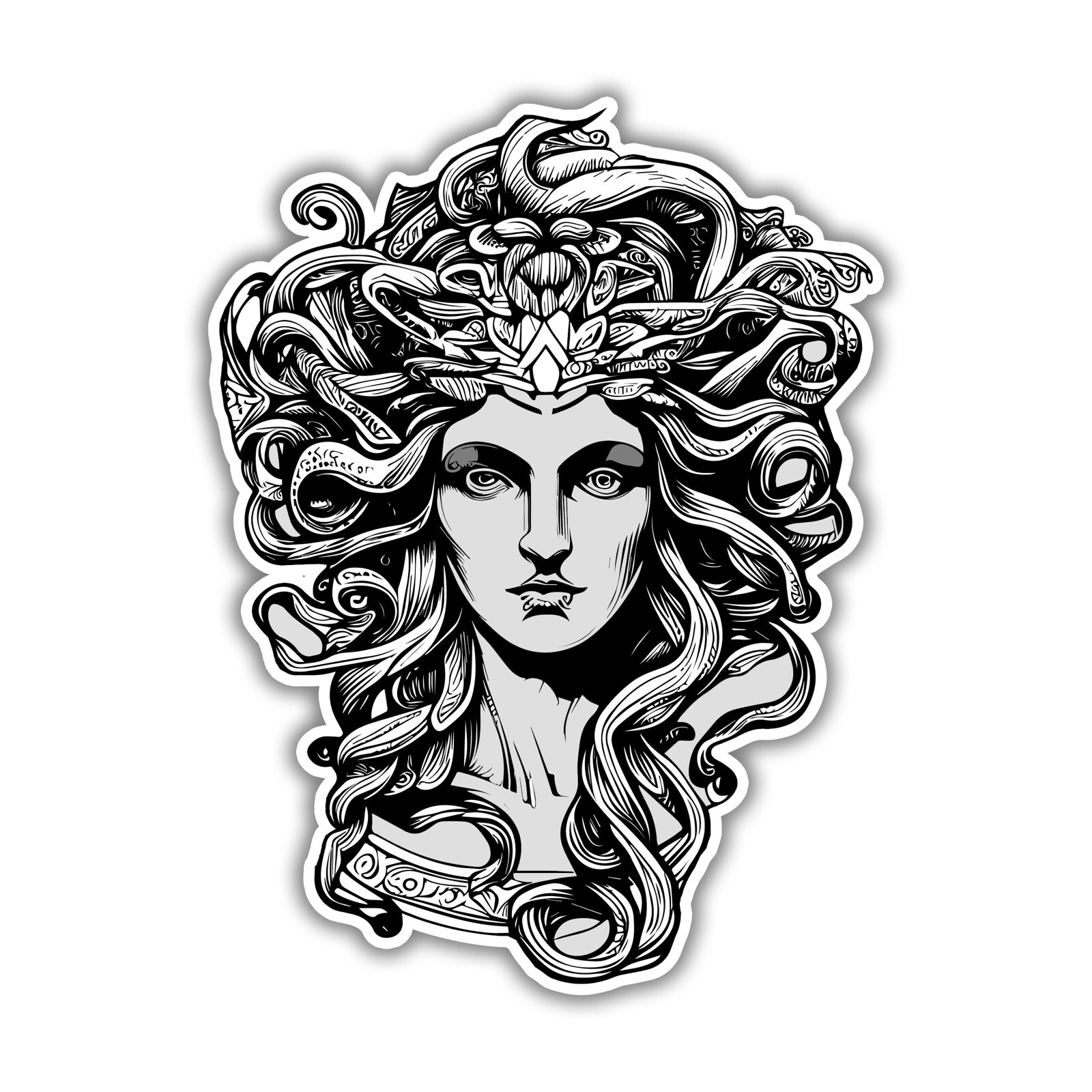 Medusa Sticker Wild Hair Snakes Folk Lore Myth Sexy Small Large Decal Stickers