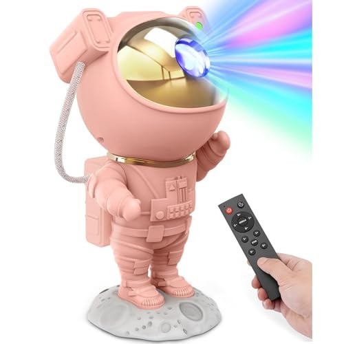 Versatile Pink Astronaut Galaxy Projector – Cute Night Light for Aesthetic Rooms