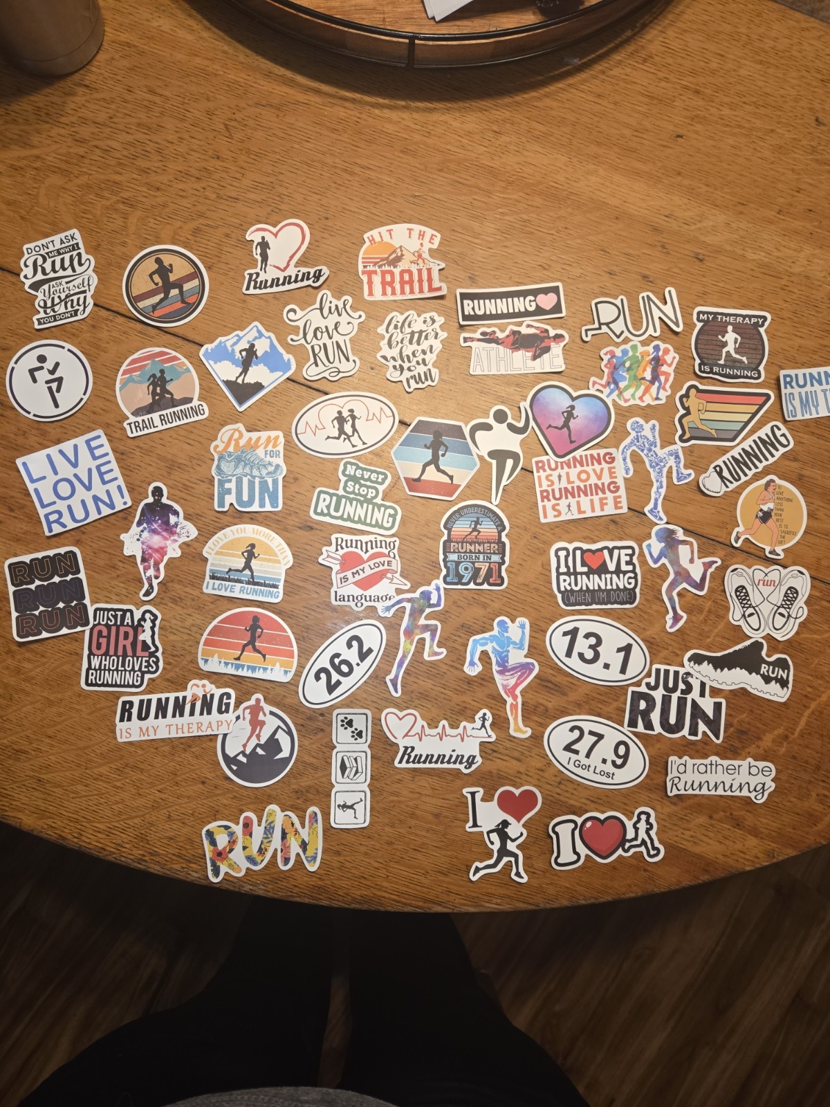 Assorted Running Stickers For Waterbottles: 52 Piece