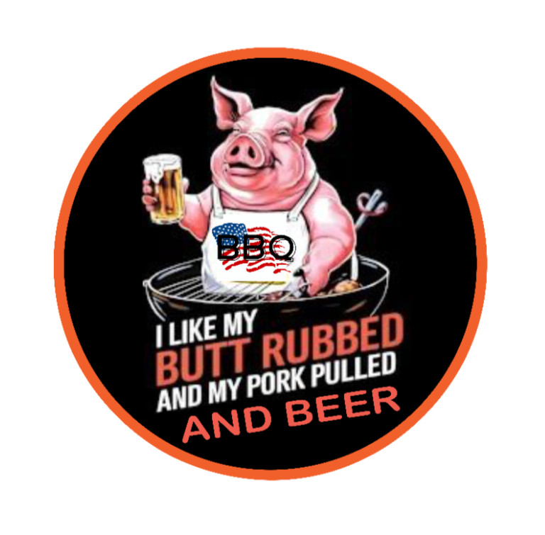 BBQ – (Butt Rubbed and Beer) 4" Vinyl Decal Car Truck Cooler Laptop Smoker Grill