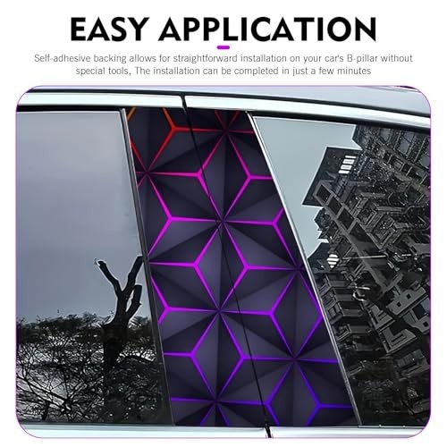 2 PCS B Pillar Sticker Decal, 9.84" ×19.6" Personalized Hexagon Geometric