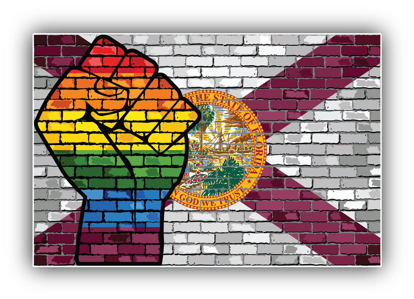 Florida USA State LGBT Protest Fist Vinyl Sticker Car Bumper Decal