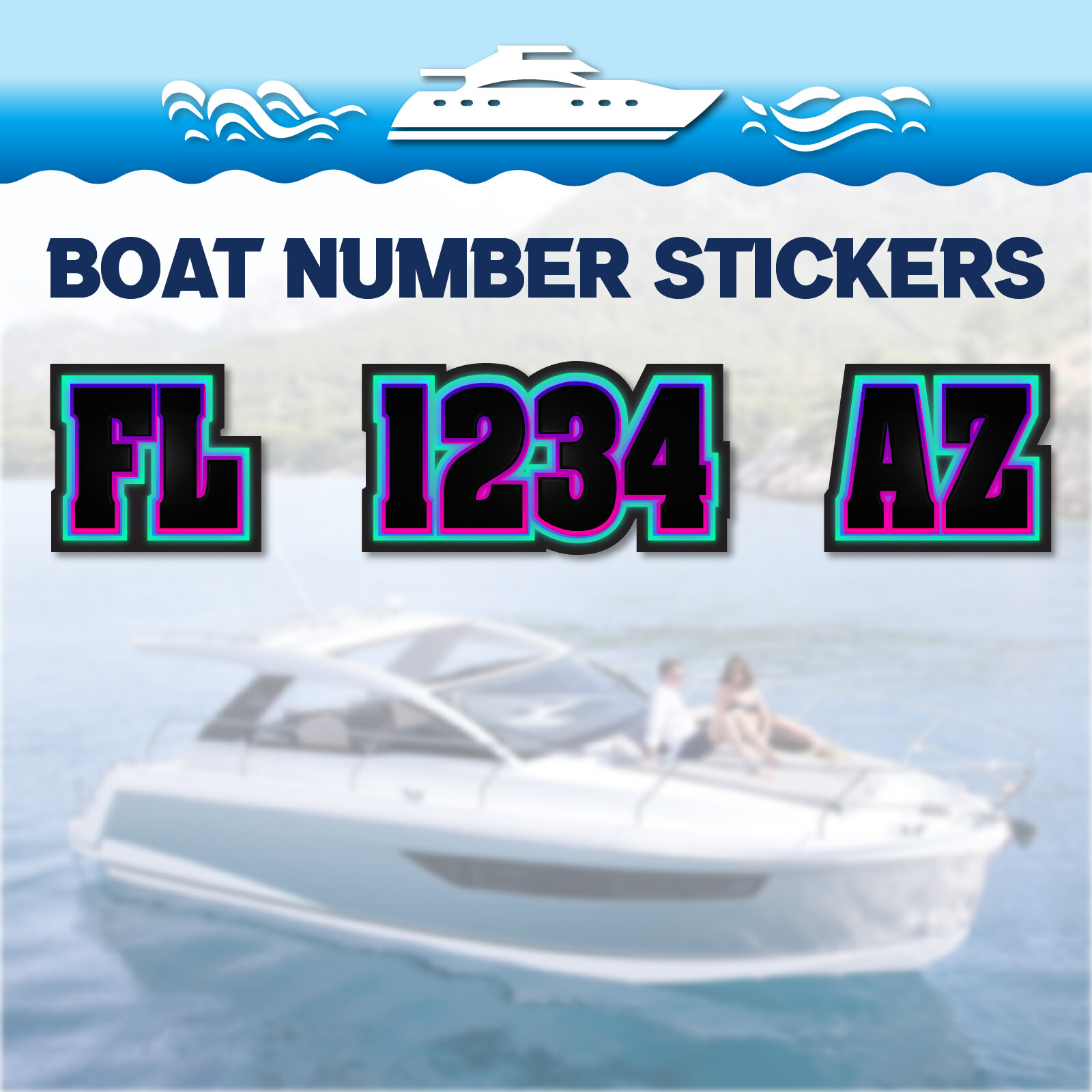 3 inch 2x Watercraft Number Custom Boat Registration Stickers3 inch Lighting