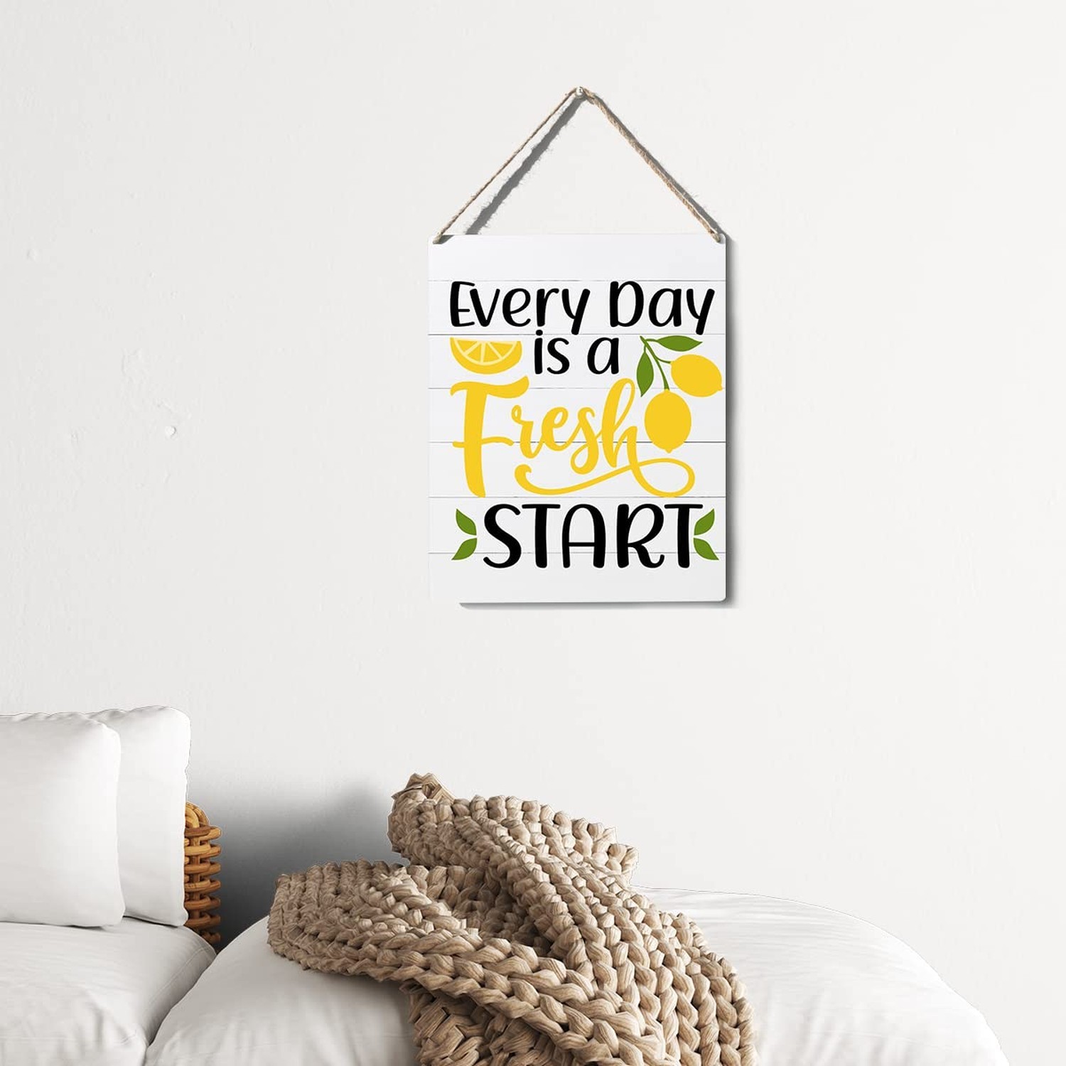 Kitchen Lemon Sign Farmhouse Every Day is a Fresh Start Wooden Sign Plaque Wa…