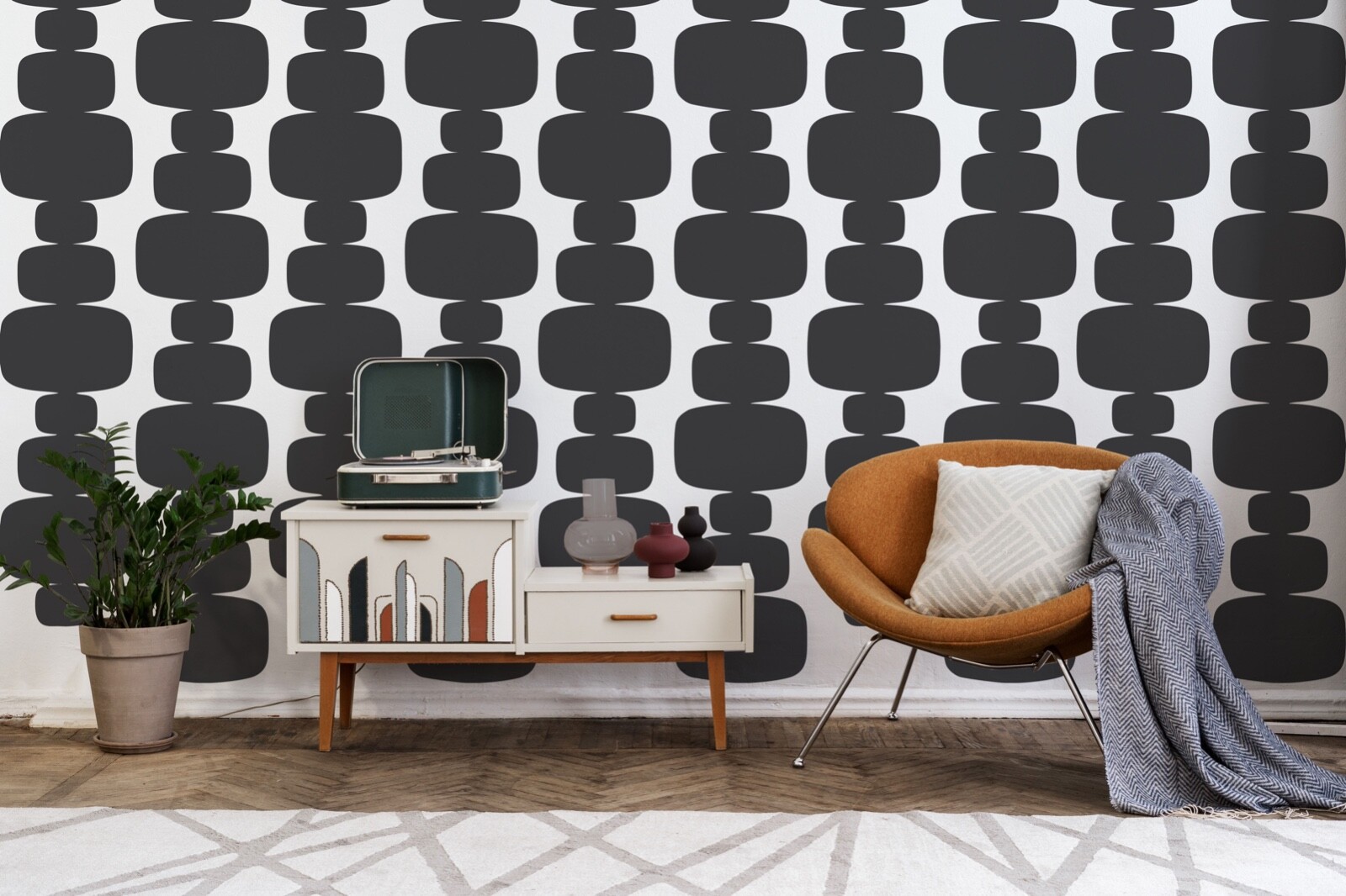 Mid Century Decals, Mid Century Modern Decor, Stacked Boulders Decal, Mid Mod