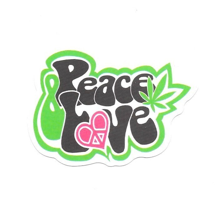 Peace and Love Retro Vinyl Sticker Cannabis Leaf Weed Pot Stoner Laptop Art Gift