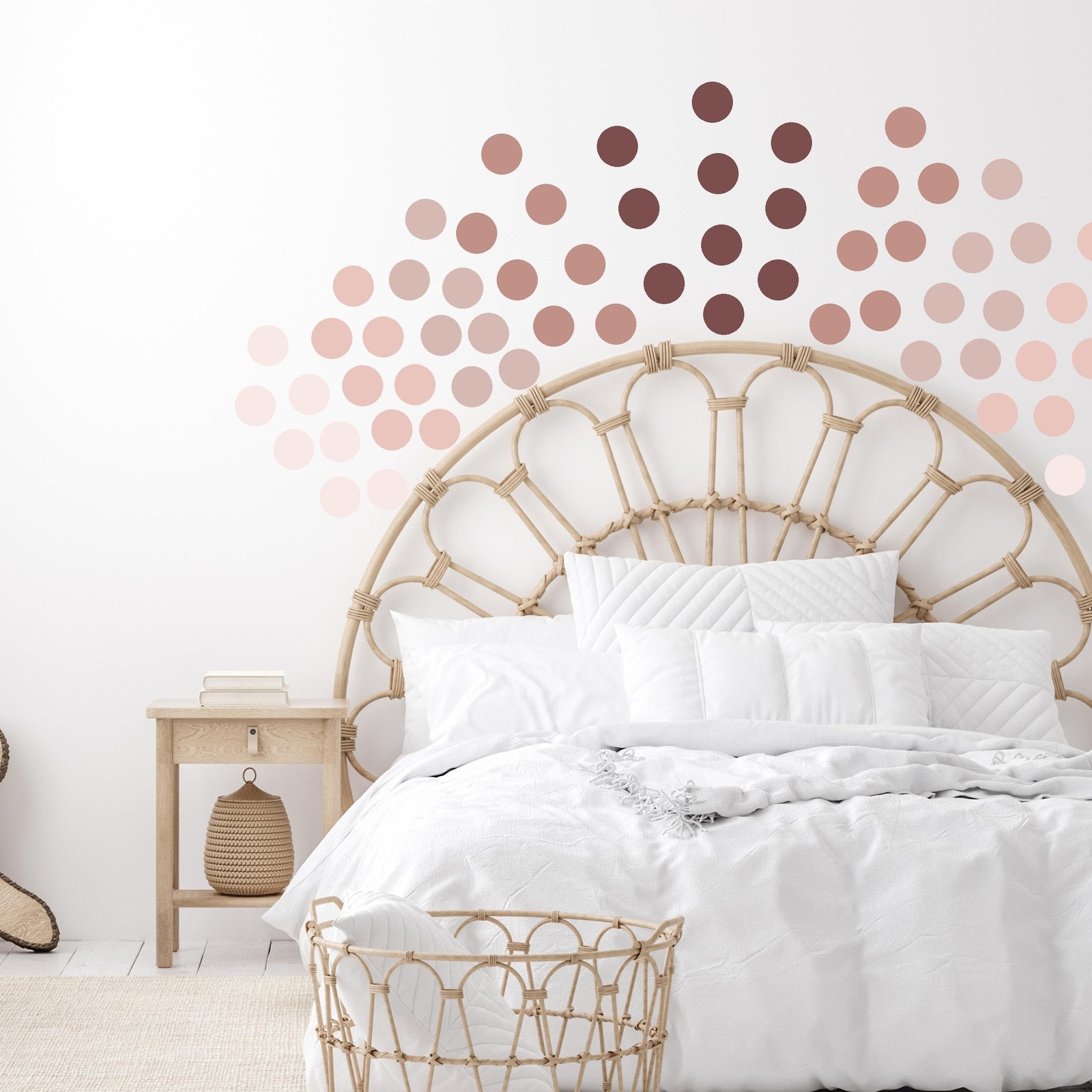 Pink Polka Dot Wall Decals – 150 2-inch Boho Pink Peel and Stick Wall Decals …