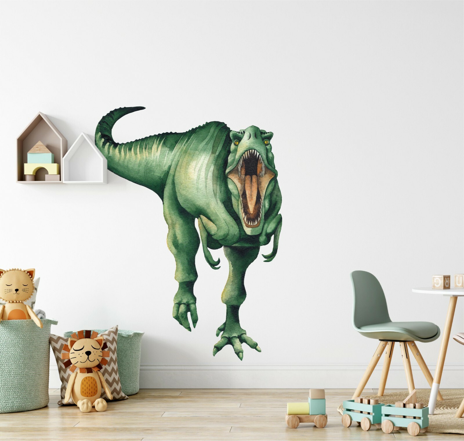 Watercolor T-Rex Dinosaur Wall Decal Removable Fabric Vinyl Wall Sticker Nursery