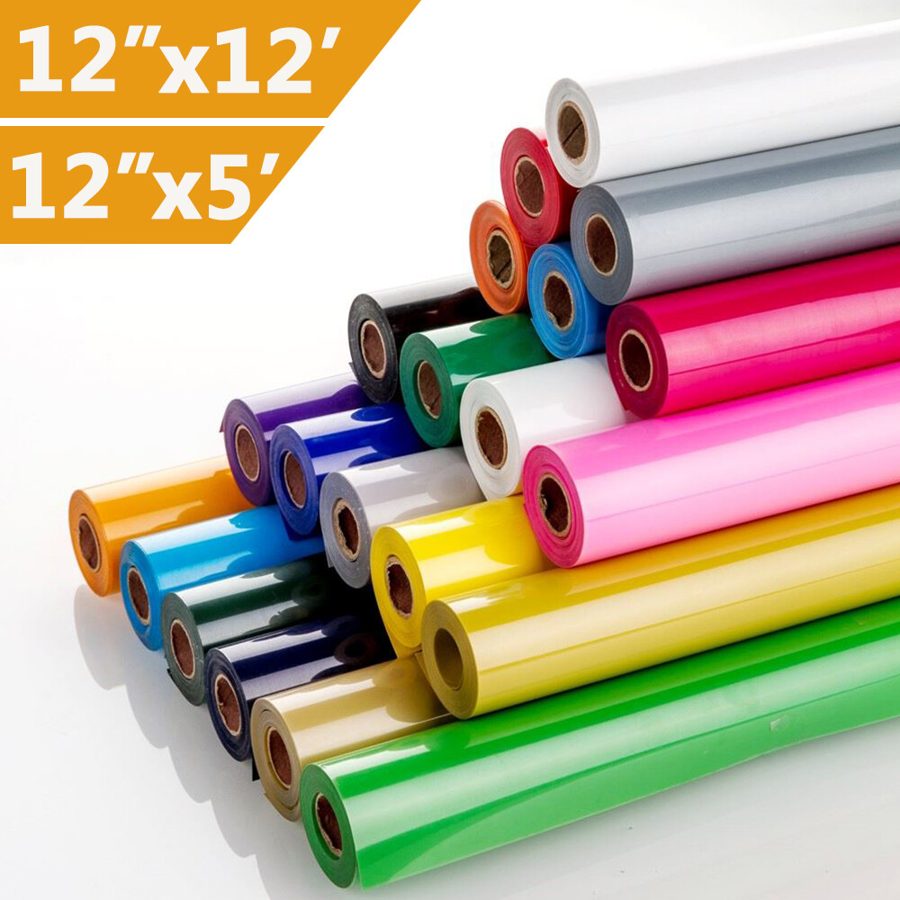 Heat Transfer Vinyl 5/10/12 FT HTV Rolls Iron on Film Clothing DIY Easy Weed