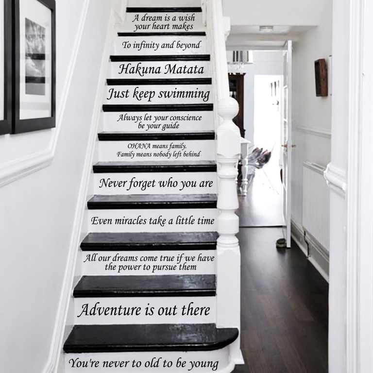Stair Decals Disney Quotes Stairway 13 Steps Vinyl Stickers Family Decor ZX233
