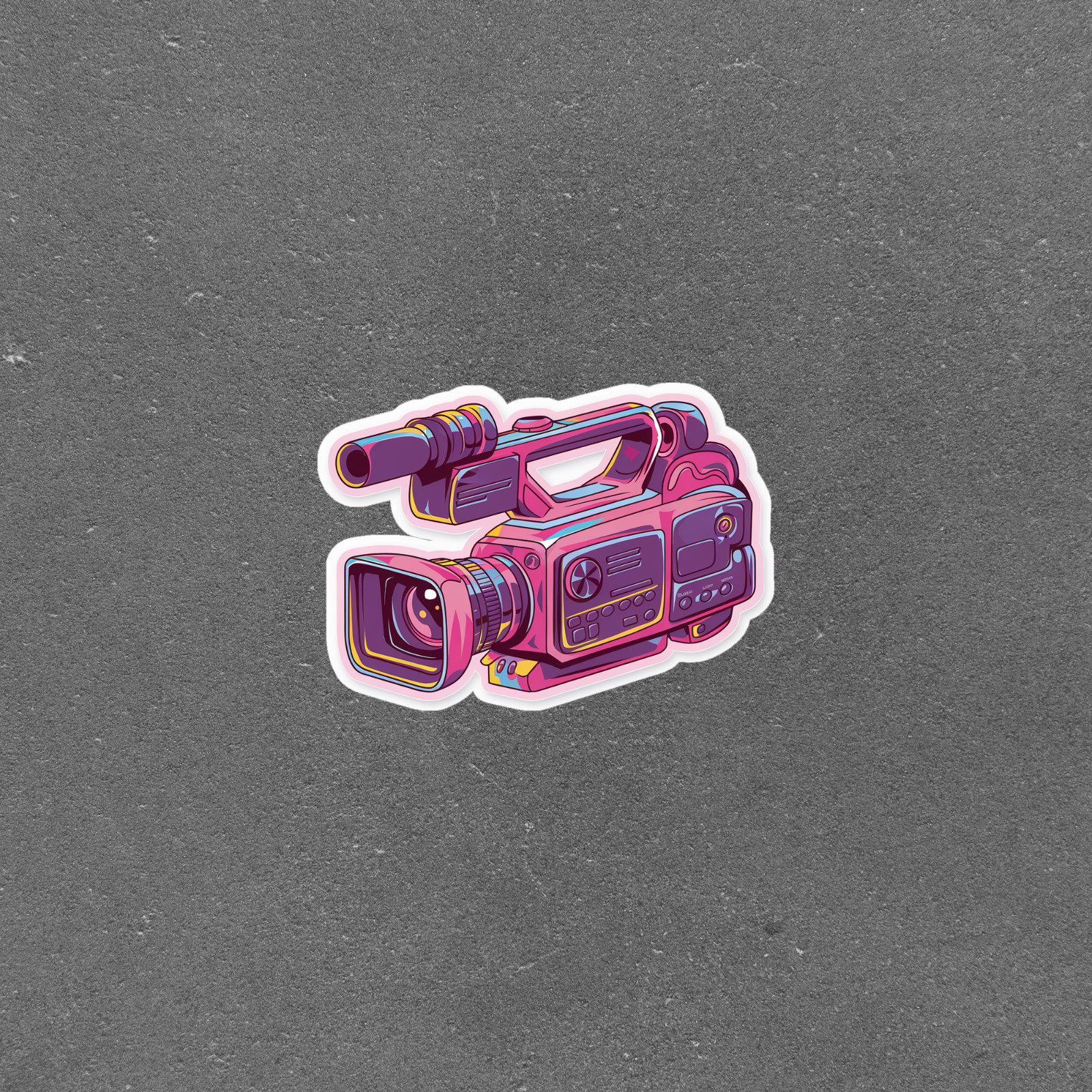 Retro 90s Video Camera Sticker – Colorful Vintage Camcorder Decal #4569