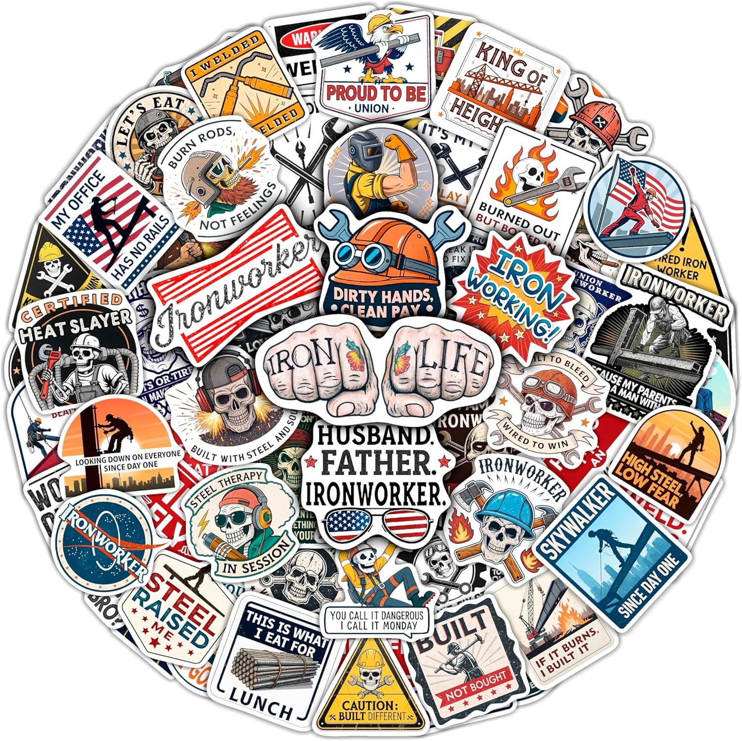 100Pcs Funny Ironworker Stickers for Hardhat, for Water Bottle – Ironworker Gift