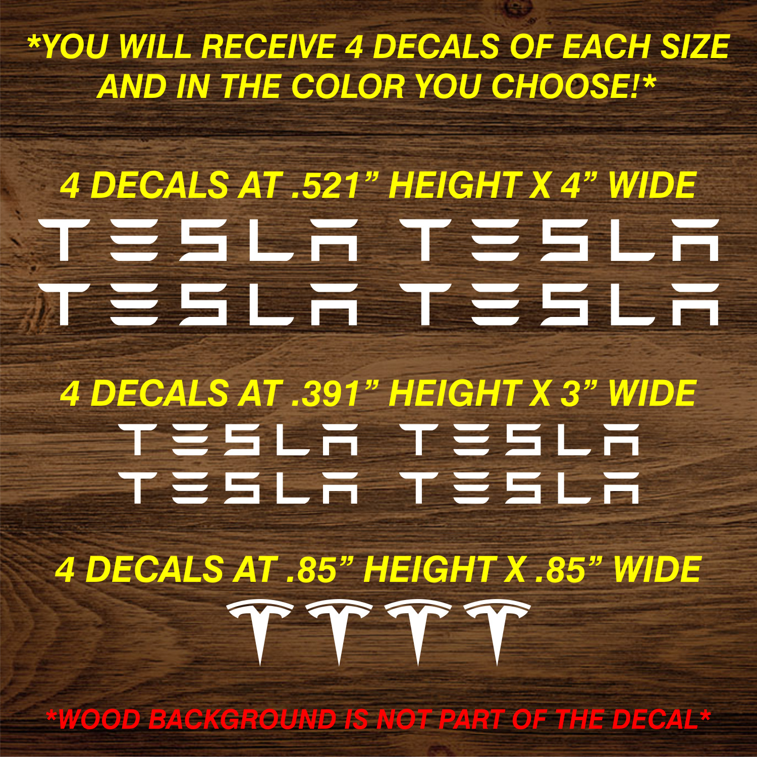 12x Vinyl Decal Stickers Fits Tesla Brake Calipers High Temp Free Shipping