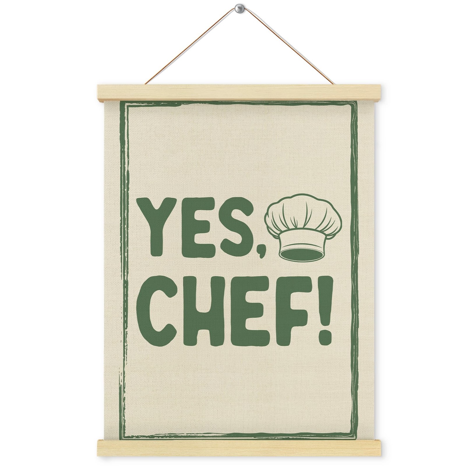Shrago Yes Chef Wall Art, Vintage Green Chef Cooks Quote Poster Hanger Frame …