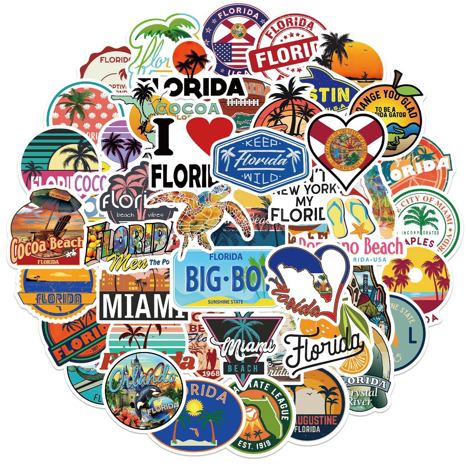 10 Random Florida Stickers FL Sunshine State Decals Laptop Hydro Free Shipping!