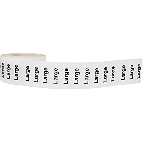 Clothing Labels – Clear Size Strip Stickers with Black Text, 1.25 x 5 Large