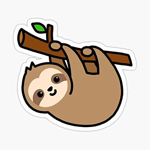 Cute Baby Sloth Hanging on Tree Branch Vinyl Decal Sticker