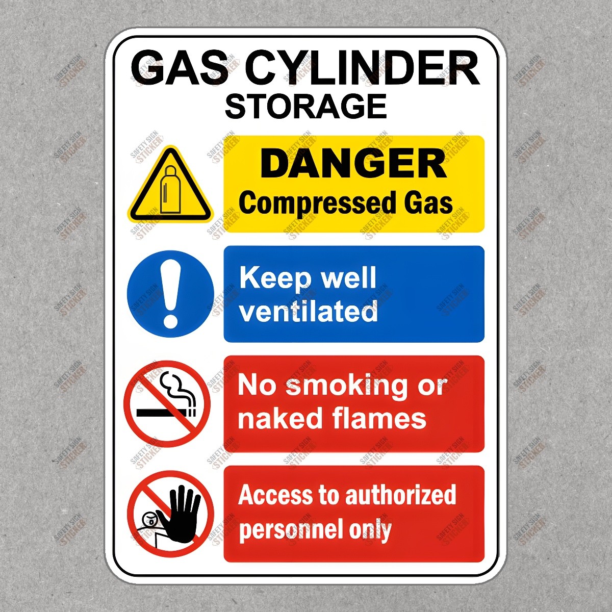 Gas Cylinder Storage Safety Sign Compressed Gas Danger OSHA #214606