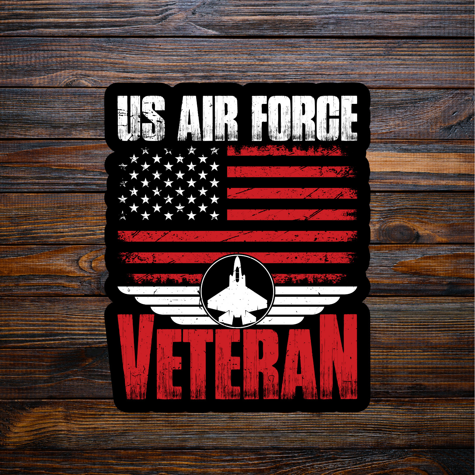 Military sticker vinyl decal US air force veteran American flag plane novelty