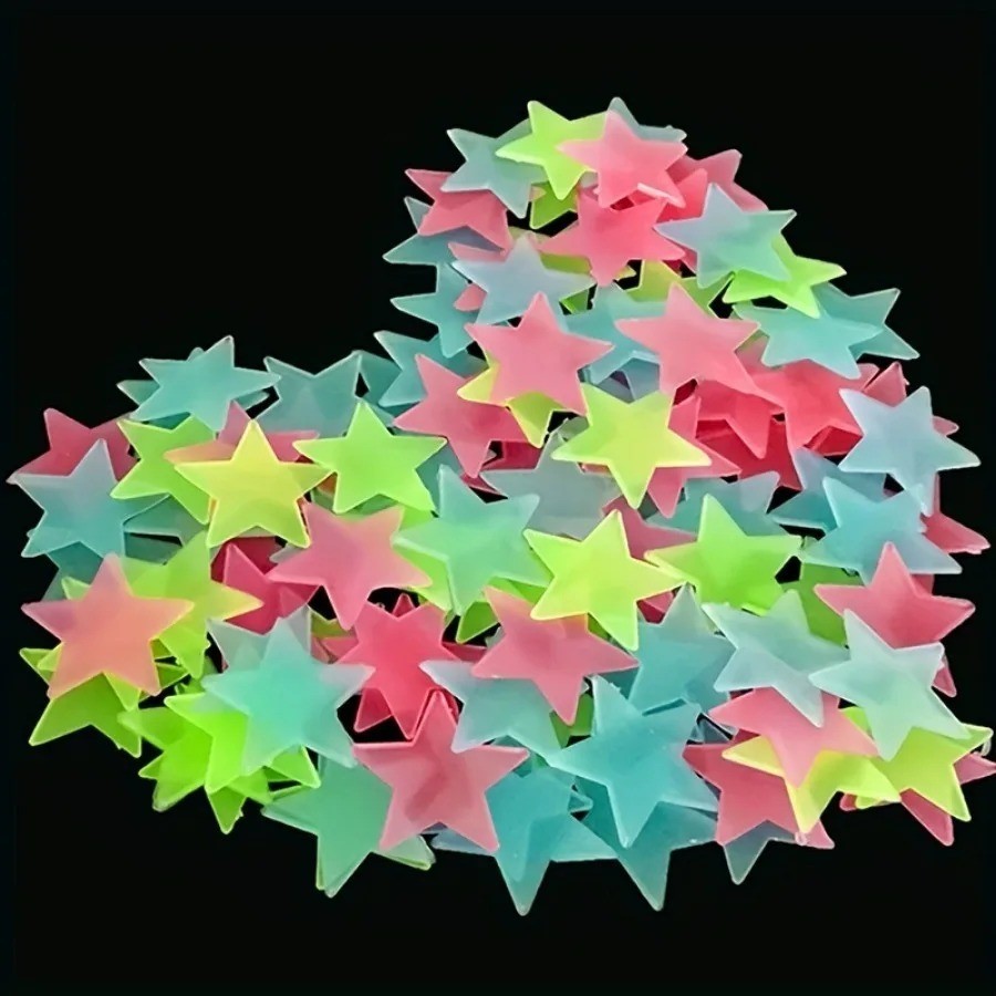 100PCS 3CM Luminous Star Wall / Ceiling Sticker